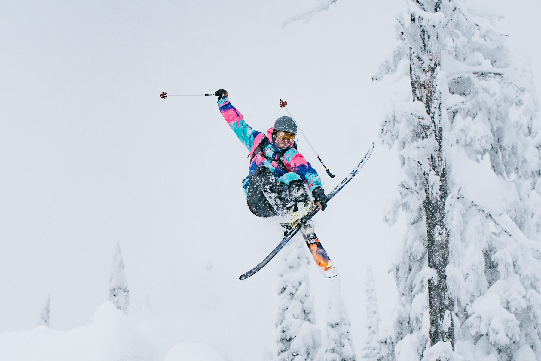 Mike Litt skiing deep powder at Baldface